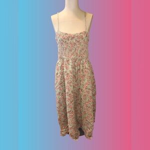 dip Pink and Green Floral Midi Dress